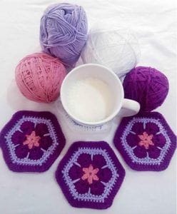 Posavasos Flor Africana en crochet