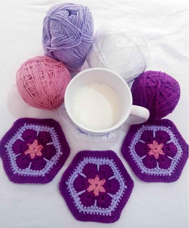 Posavasos Flor Africana en crochet