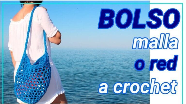 Bolso en punto de red o malla a crochet DIY