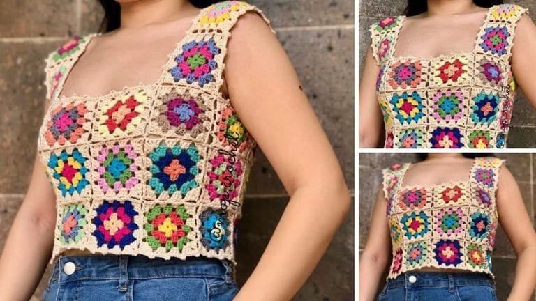 Top a Crochet con Grannys