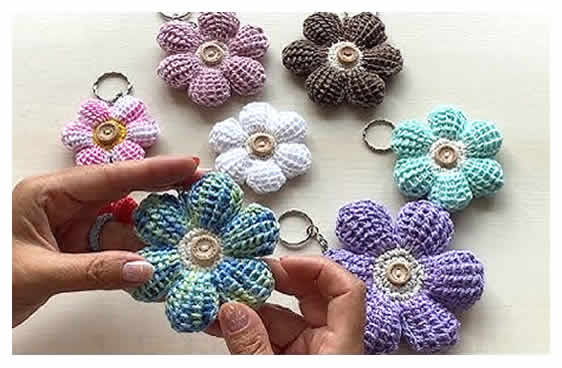 Flor llavero a crochet paso a paso