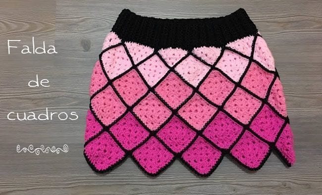 DIY Falda a crochet con granny