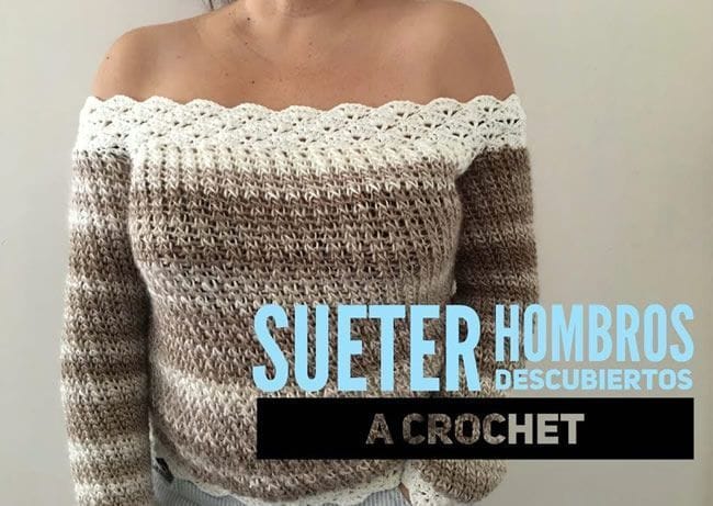 Suéter con hombros descubiertos a crochet