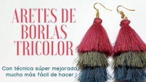 Pendientes borlas tricolor