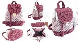 Mochila de ganchillo forrada