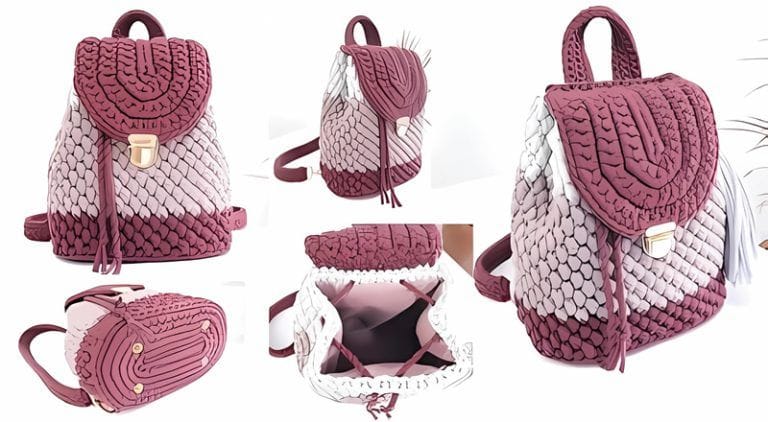 Mochila de ganchillo forrada