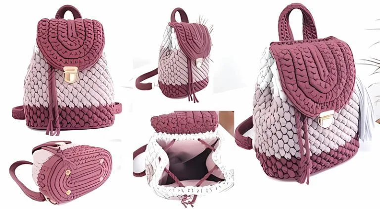 Mochila de ganchillo forrada