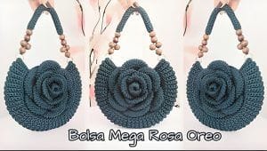 Bolso mega a crochet de flores
