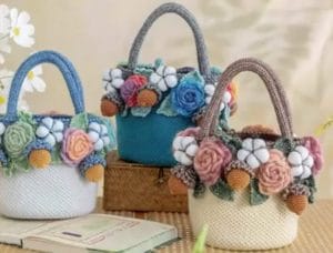 Bolso tipo cesta otoñal a crochet