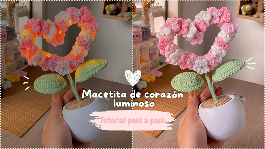 Maceta de corazón luminoso